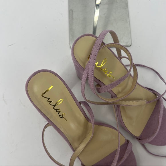 Lulu's lavender Lace-Up Block Heels - Picture 7 of 13